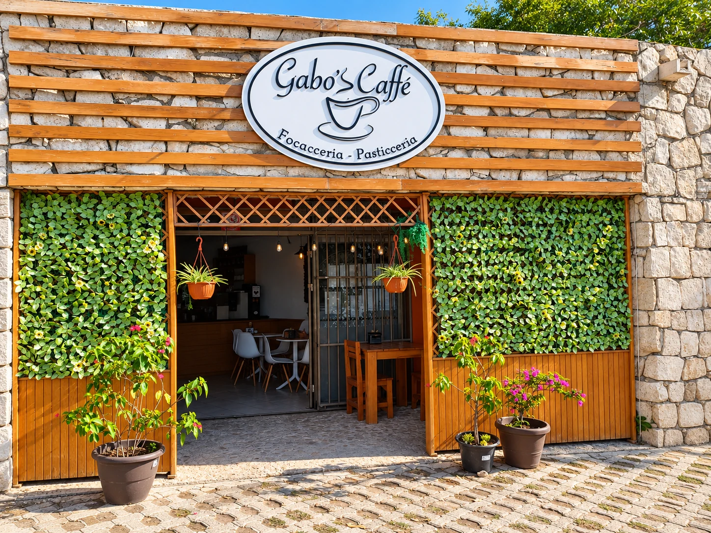 Entrance to Gabo's Caffè at Plaza Chacah in Playa del Carmen
