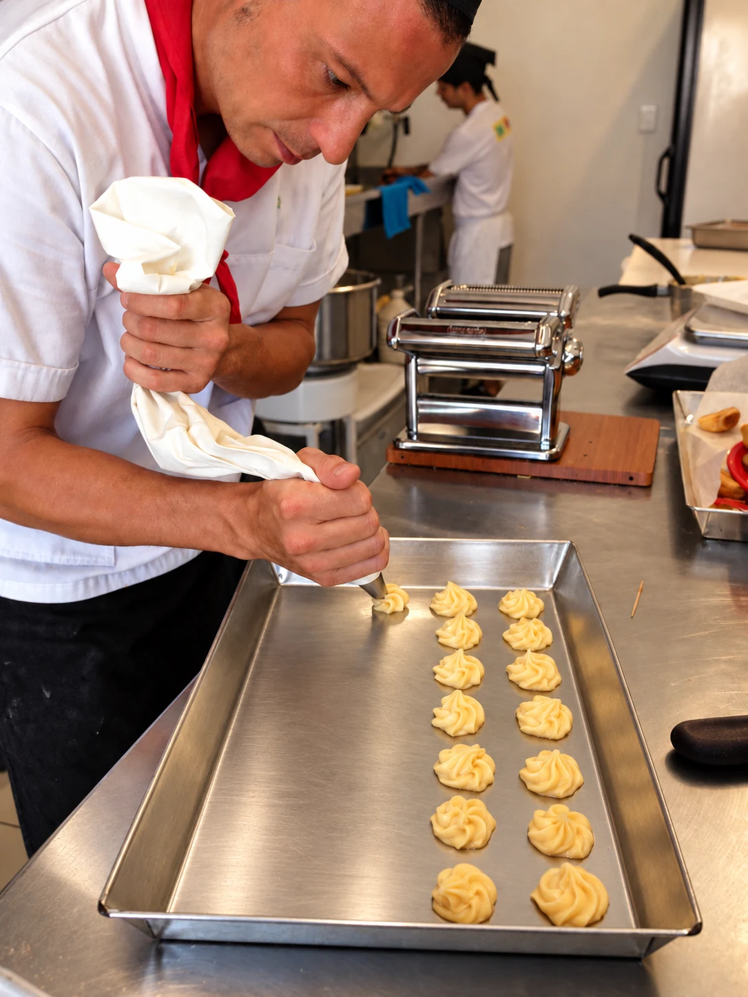 Artisan pastry making in the La Caffetteria kitchen
